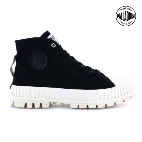 Bottes Palladium Pallashock Mid Organic Homme Noir | FR ADY684Z